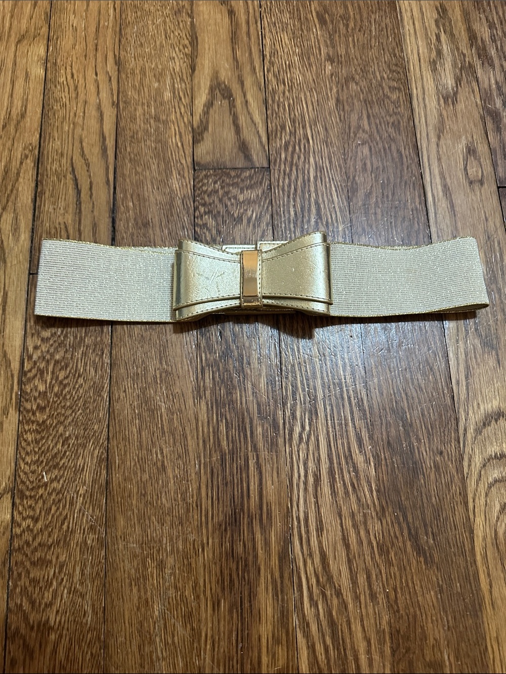 Vintage Lilly Pulitzer Metallic Gold Bow Elastic Waist Belt